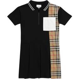 Burberry Vintage Check Panel Cotton Piqué Polo Shirt Dress - Black (80423551)