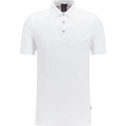 Hugo Boss Stretch Cotton Slim Fit with Logo Patch Polo Shirt - White