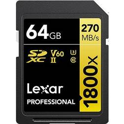 LEXAR Professional SDXC Class 10 UHS-II U3 V60 270/180 MB/s 64GB (1800x)