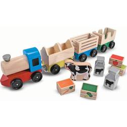Melissa & Doug Wooden Farm Train Toy Set