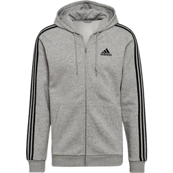 adidas Essentials Fleece 3-Stripes Full-Zip Hoodie Men - Medium Grey Heather