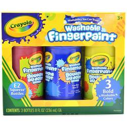 Crayola Washable Fingerpaint Set, 3-Colors, Bold Colors
