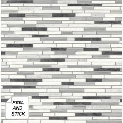 NextWall Faux Mosaic Strip Tile Peel and Stick Wallpaper