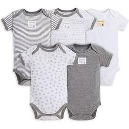 Burt's Bees Baby Bee Essentials Organic Short Sleeve Grey Baby Bodysuits 5pcs - Heather Grey (LY11172)