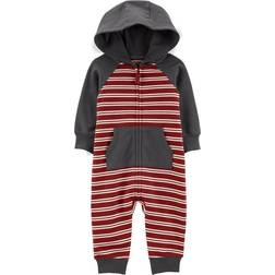 Carter's Striped Hooded Jumpsuit - Red/Grey (V_1M723510)