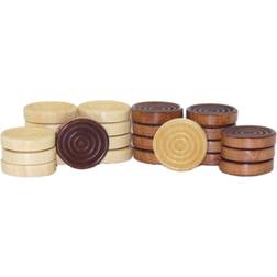 Set of 24 Stackable Wood Grooved Checkers 1.5"