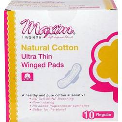 Maxim Hygiene Natural Cotton Ultra Thin Winged Pads Daytime 10 Pads