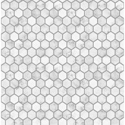 NextWall Peel & Stick Marble Hexagon Carrara & Argos Grey Wallpaper gray