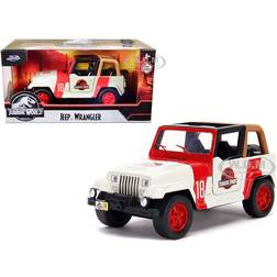 Jada Jeep Wrangler 18 "Jurassic Park" Red and Beige "Jurassic World" 1/32 Diecast Model Car