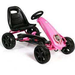 Costway Go Kart Pedal Car Kids Ride On Toys- Pedal Powered Safe Pink in Pink/Black