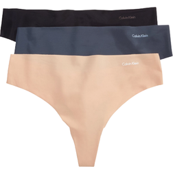 Calvin Klein Invisibles Thong 3-pack - Speakeasy/Carmel/Black