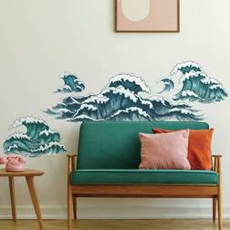 RoomMates Great Wave Wall Decals, Blue One Size