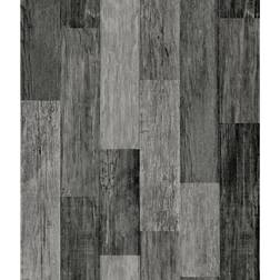 RoomMates Weathered Wood Plank Black Peel and Stick Wallpaper