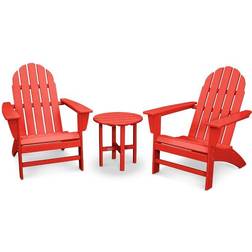 Polywood Classic Folding Adirondack 3-Piece Set Outdoor Lounge Set, 1 Table incl. 2 Chairs