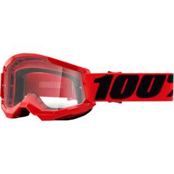 100% Strata II Youth Motocross Goggles, black-red, black-red, Size One Size Black Red One Size