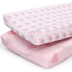 The Peanutshell Baby Changing Pad Covers Elephants/Hearts 2-pack