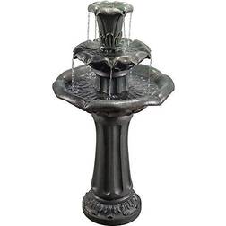 Teamson Home Outdoor Lily Flower Stone 3-Tier Waterfall Fountain
