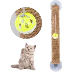 Petlife Stick N' Claw Sisal Rope and Toy Suction Cup Cat Scratcher