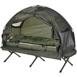 OutSunny Portable Camping Cot Tent with Air Mattress, Sleeping Bag and Pillow