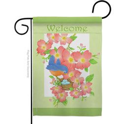 Blue Bird Welcome 2-Sided Vertical Flag