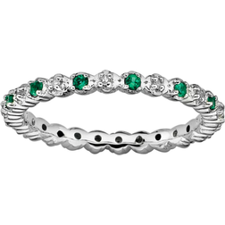 Stacks & Stones Lab Created Accent Stack Ring - Silver/Emerald/Diamonds