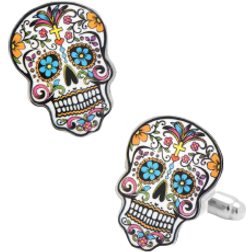 Cufflinks Inc Day of the Dead Skull Cufflinks - Silver/Multicolour