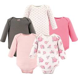 Hudson Baby Long-Sleeve Bodysuits 5-pack - Pink Floral ( 10155294)