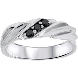 Pompeii3 Black Diamond Mens Ring - Silver/Diamonds
