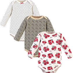 Hudson Baby Quilted Long Sleeve Bodysuits 3 Pack - Rose Leopard (10125844)