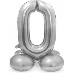 Folat Foil Balloon with Standard Number 0 Silver 72 cm