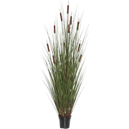 Vickerman Artificial Everyday Grass with 5-Cattails Potted 24"