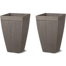 GlitzHome Eco-Friendly Tall Fluted Pot 22.75" 2-pack 36.195cm