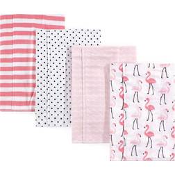 Hudson Flannel Burp Cloth 4-pack Flamingo