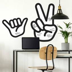 RoomMates Peace Hand Dry Erase Wall Decals, Black One Size