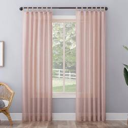 No. 918 63"x50" Ceri Linen Textured Jute Tabs SemiSheer Curtain Panel Pink