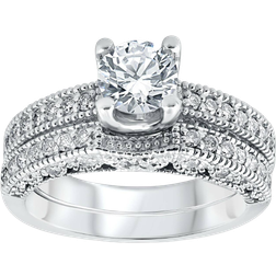 Pompeii3 Vintage Engagement Ring - White Gold/Diamonds