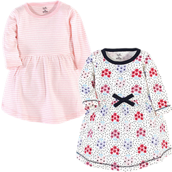 Touched By Nature Long-sleeve Organic Cotton Dress 2-pack - Floral Dot