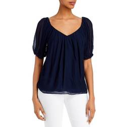 Rebecca Taylor Puff-Sleeve Top - Navy