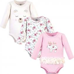 Little Treasures Cotton Bodysuits 3-pack - Floral Baby Bear (10177663)