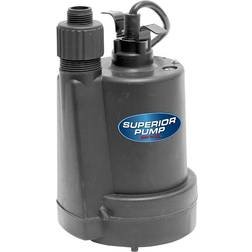 Superior Pump 91250 Thermoplastic Submersible Utility Pump, 1/4 Hp