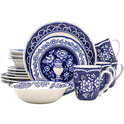 Euro Ceramica Blue Garden Dinner Set 16