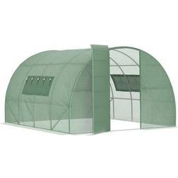 OutSunny 13' x 10' x 7' Large Walk-in Tunnel Greenhouse, Portable Garden Planting Hot House with PE Cover, Green