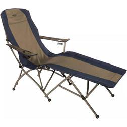 Kamp-Rite Portable Outdoor Folding Camping Lounge Chair w/2 Cupholders & Bag Navy/Tan