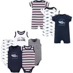 Hudson Infant Boy Cotton Bodysuits and Rompers 8-pack - Shark