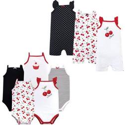 Hudson Infant Girl Cotton Bodysuits and Rompers 8-pack - Cherries