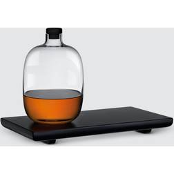 Nude Glass Malt Whiskey Bottle with Wooden Tray Serving