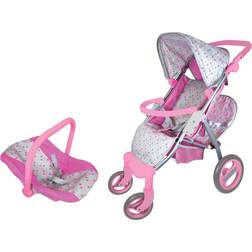 Lissi Twin Baby Doll Stroller with Car Seat and Accessories