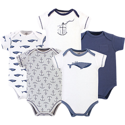 Touched By Nature Organic Cotton Short Sleeve Bodysuits 5-pack - Blue Whale