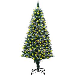 vidaXL kunstigt med grankogler og sne 210 cm Christmas Tree
