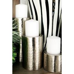 CosmoLiving by Cosmopolitan Hammered 3-piece Set, Silver One Size Candlestick